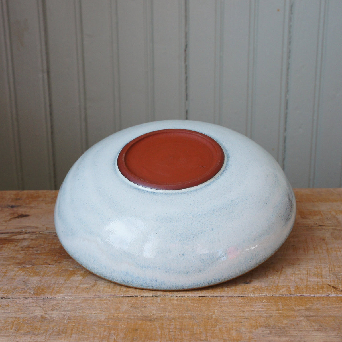 Deep plate with ice blue glaze